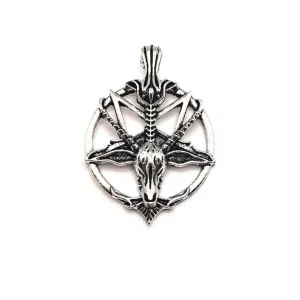 1, 4 or 20 Pieces: Silver Satanic Baphomet Pentagram Charms