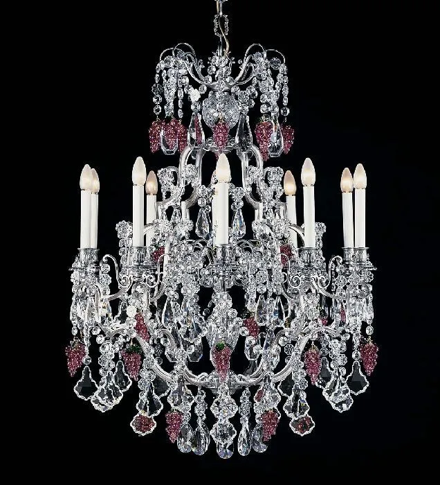 10 Light Pewter Chandelier With Crystals