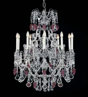 10 Light Pewter Chandelier With Crystals