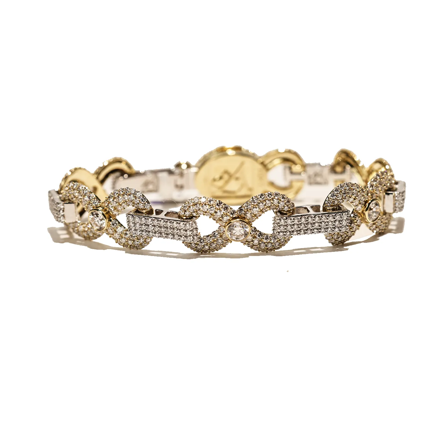 10k Two Tone Gold Diamond Infinity Bracelet 15.94 Ctw LAB