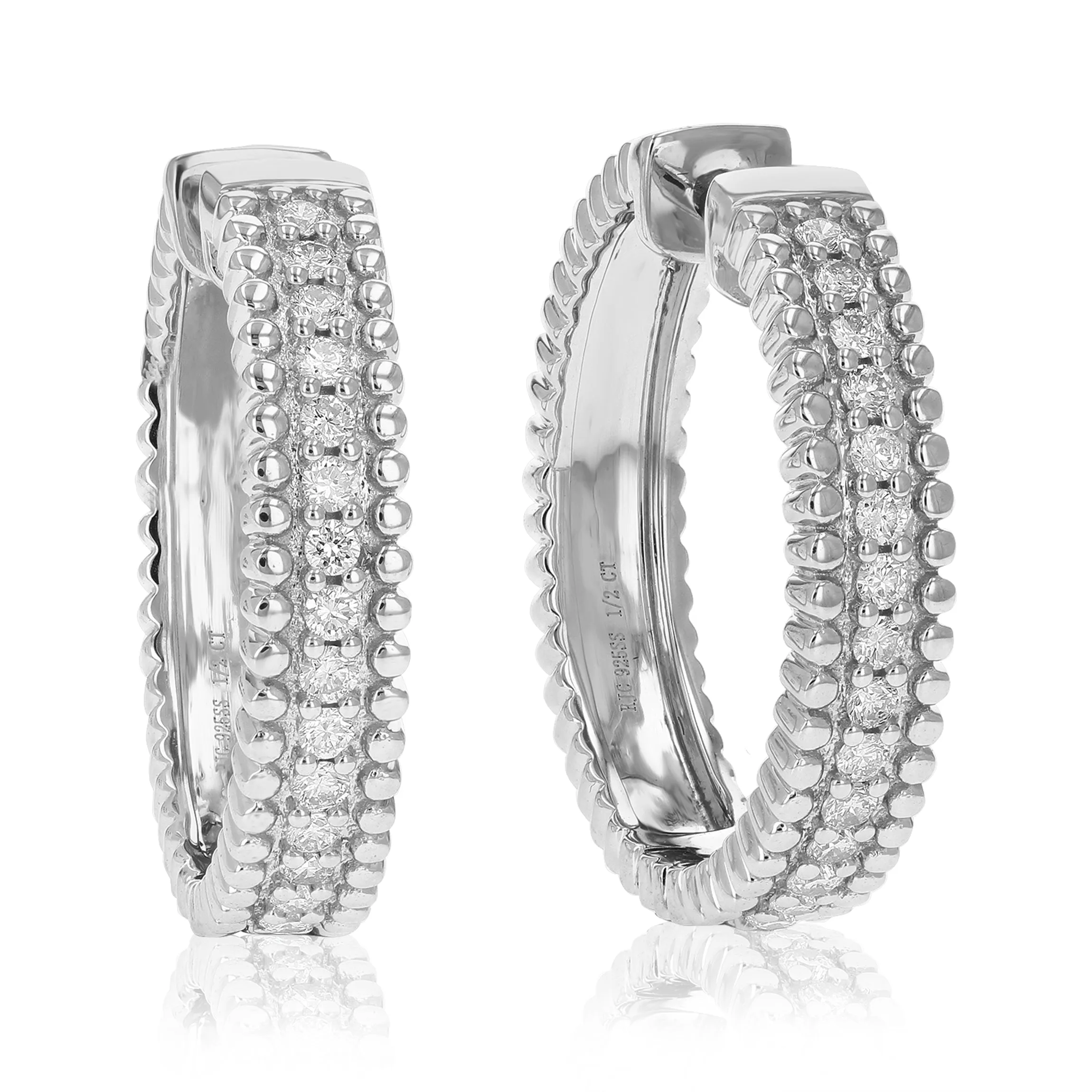 1/2 cttw Lab Grown Diamond Fashion Hoop Earrings Sterling Silver