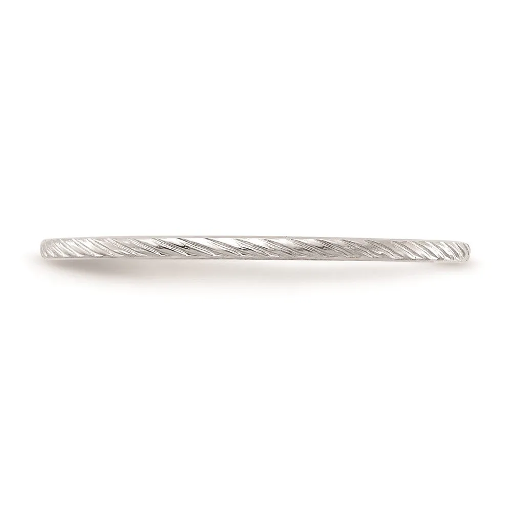 1.2mm 10k White Gold Twisted Pattern Stackable Band