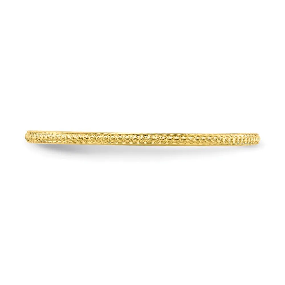 1.2mm 10k Yellow Gold Beaded Stackable Band