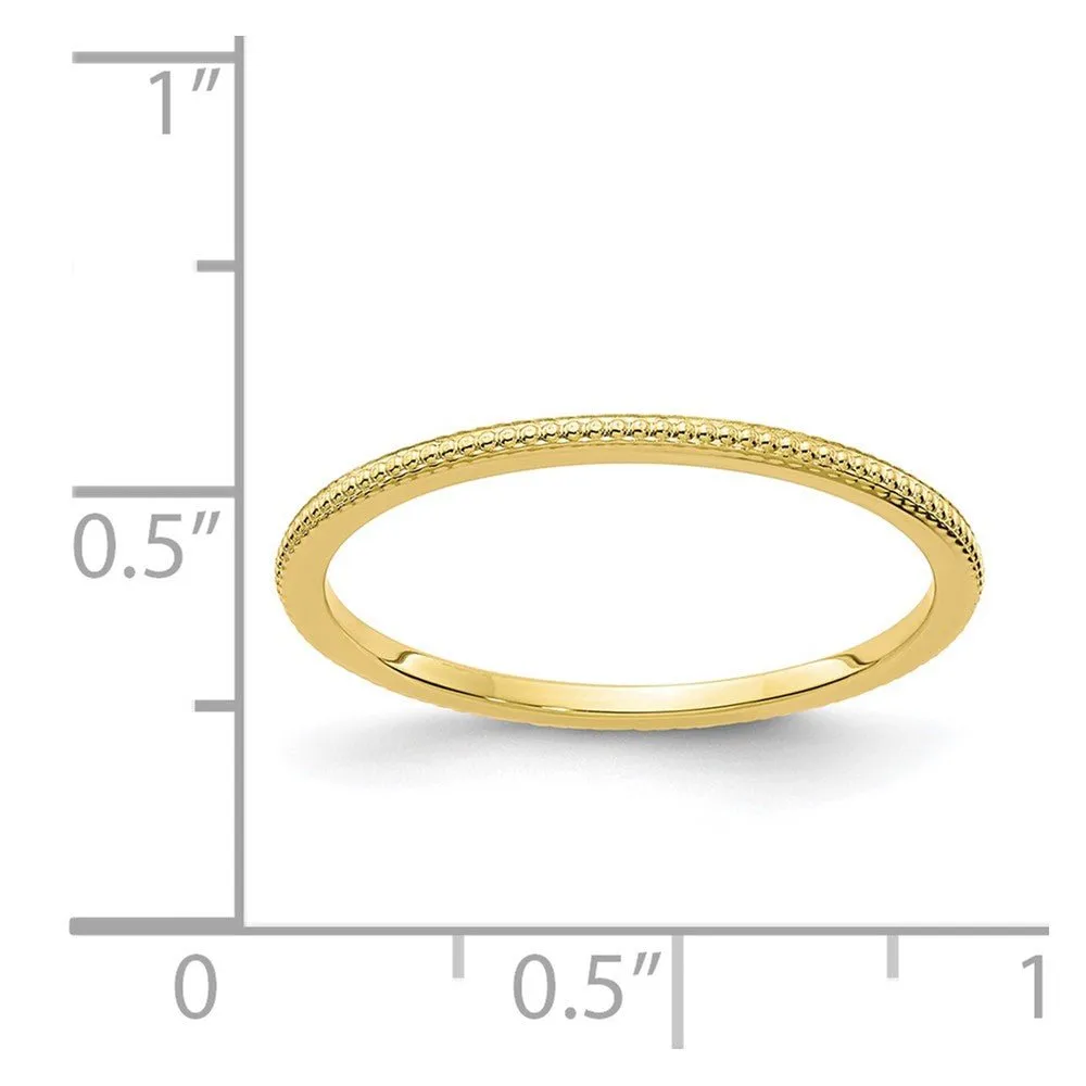 1.2mm 10k Yellow Gold Beaded Stackable Band