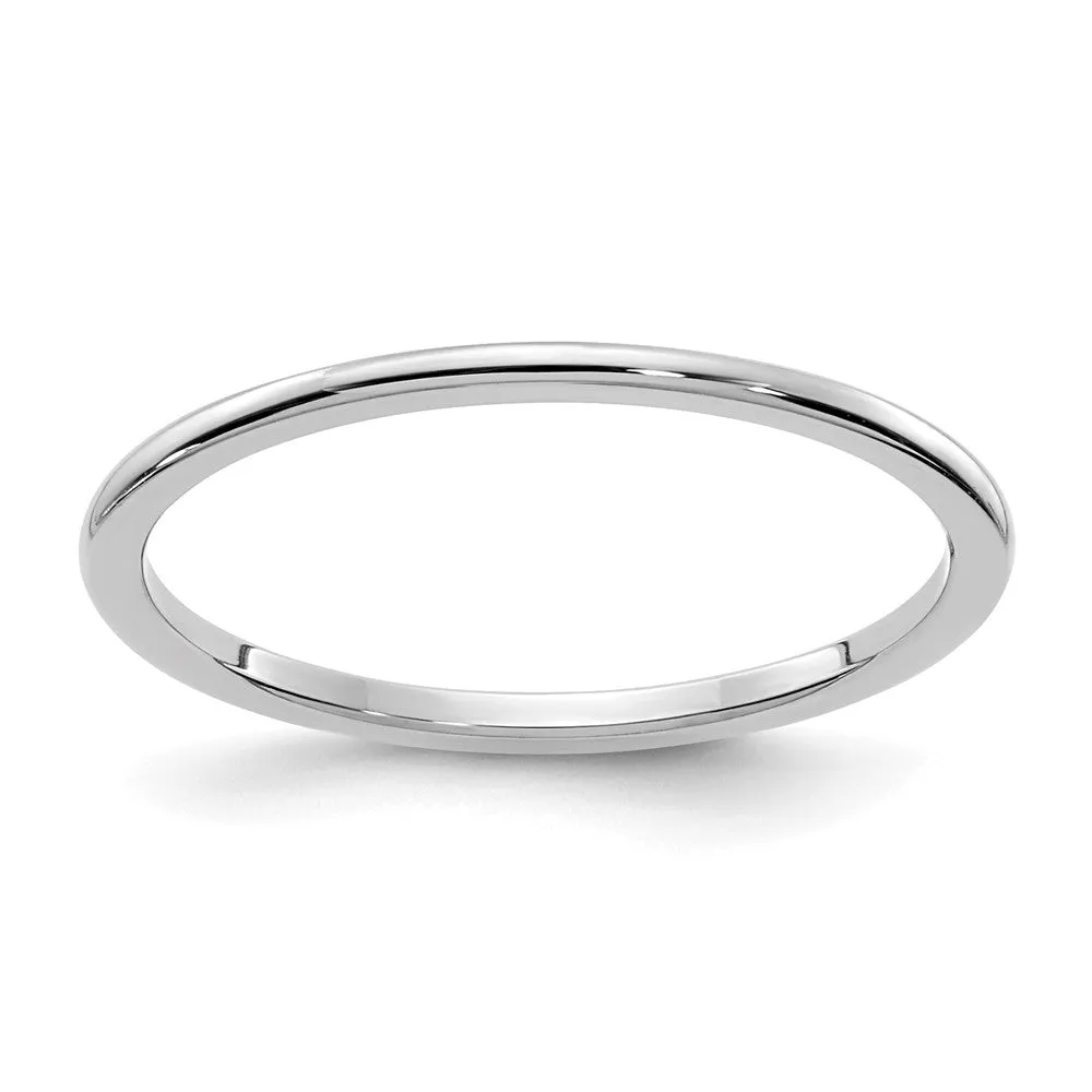 1.2mm 14k White Gold Polished Half Round Stackable Band