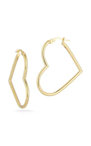 14k Gold Heart Hoop Earrings