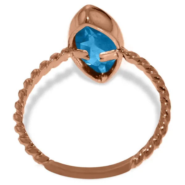 14K Solid Rose Gold Rings w/ Natural Marquis Blue Topaz