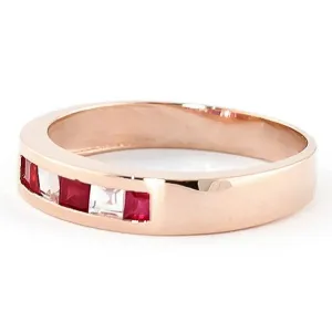 14K Solid Rose Gold Rings w/ Natural Ruby & Rose Topaz