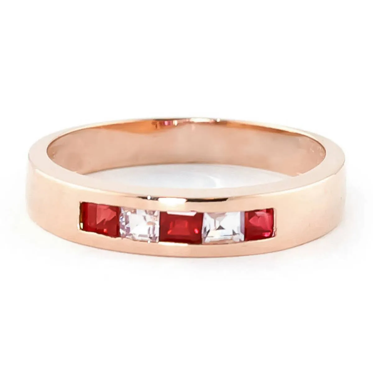 14K Solid Rose Gold Rings w/ Natural Ruby & Rose Topaz