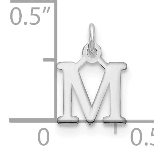 14k White Gold Cut-Out Letter M Initial Design Charm Pendant