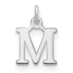 14k White Gold Cut-Out Letter M Initial Design Charm Pendant