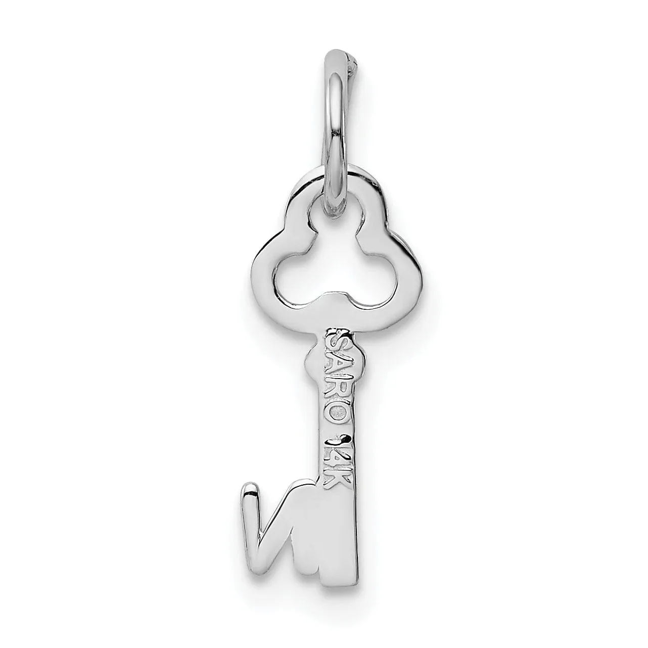 14K White Gold Fancy Key Shape Design Letter N Initial Charm Pendant