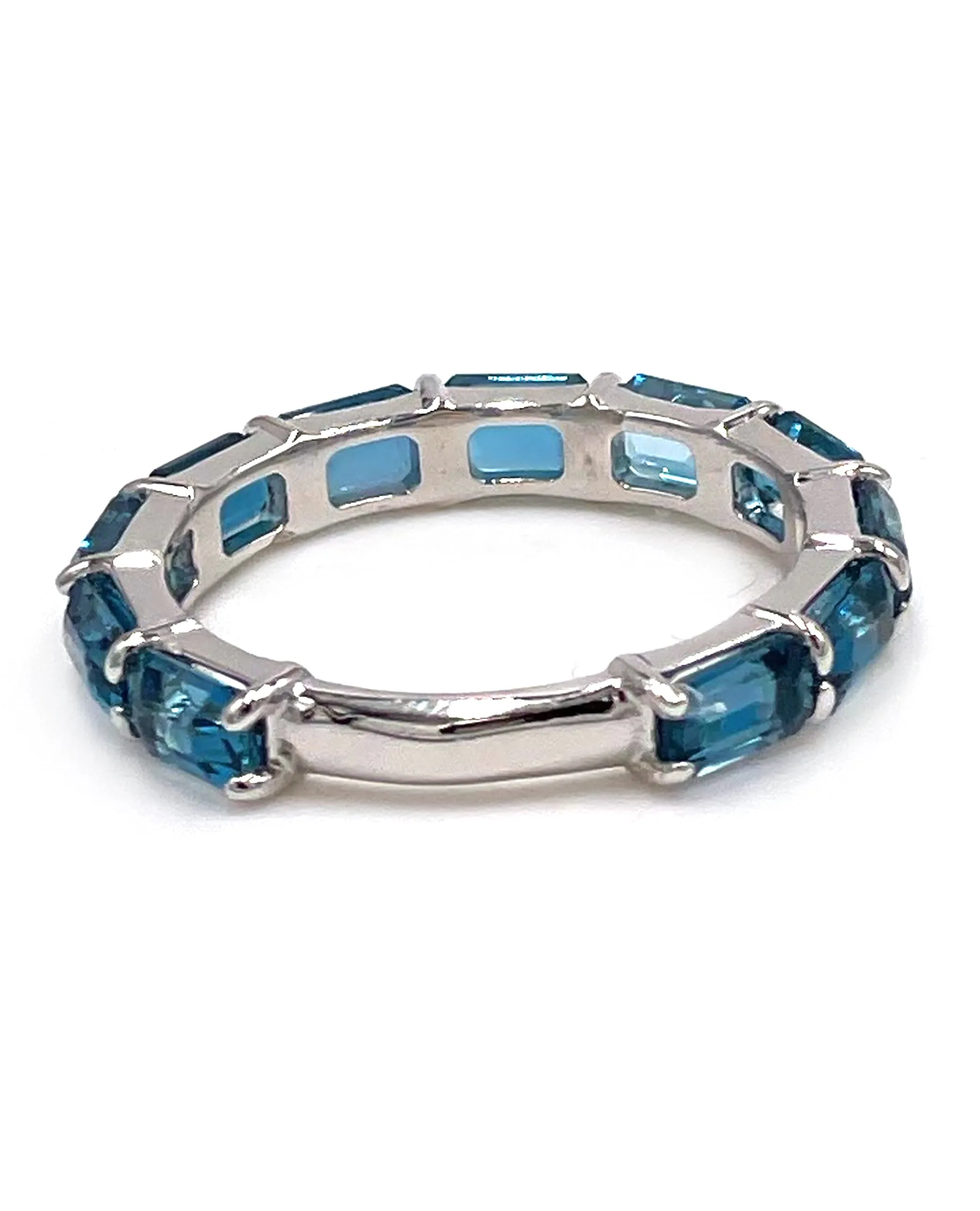 14K White Gold Stackable London Blue Topaz Ring