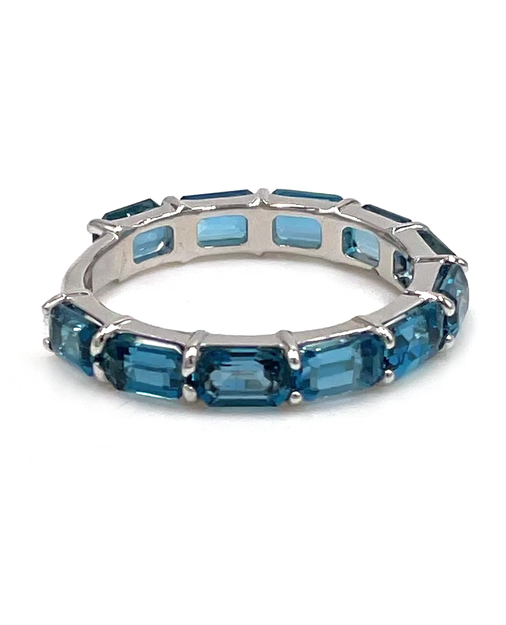 14K White Gold Stackable London Blue Topaz Ring