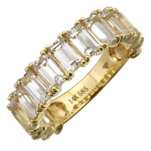 14K Yellow Gold Emerald Cut White Topaz Ring (3/4 Large)