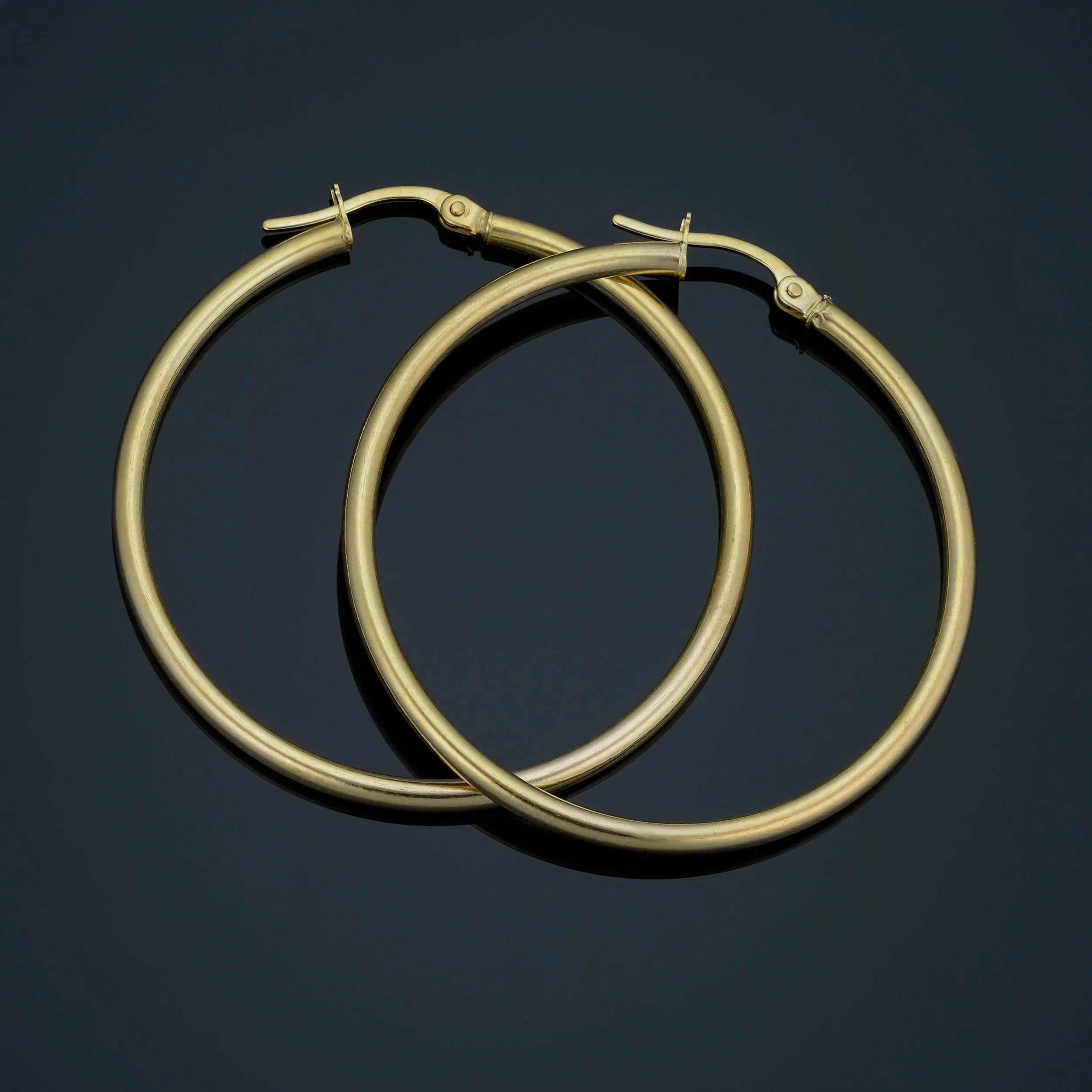 14k Yellow Gold Hoop Earrings (2x35 mm)