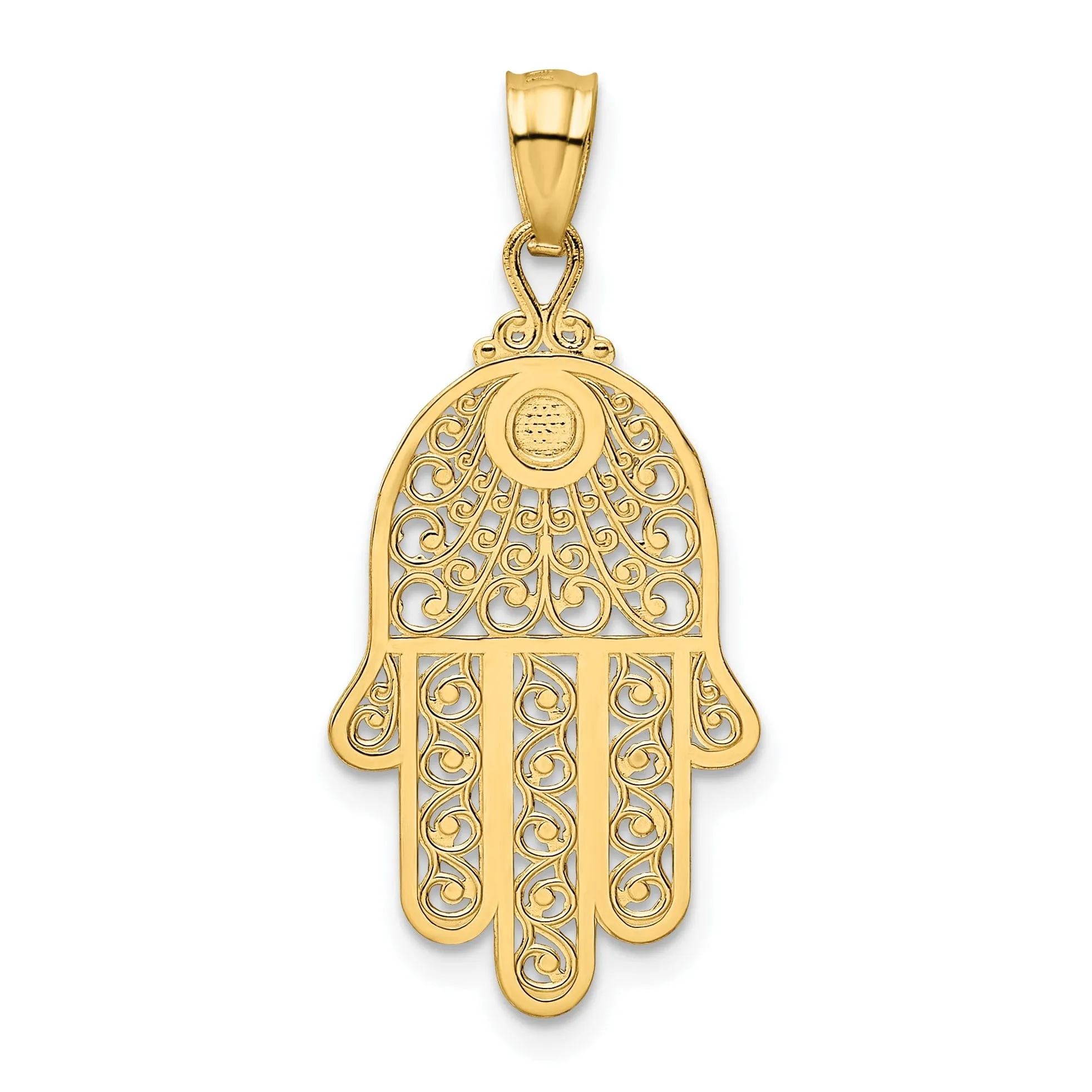 14k Yellow Gold Polished Finish Fancy Filligree Hand Of God Pendant