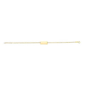 14k Yellow Gold Rectangular ID Bar Fancy Bracelet, 7"