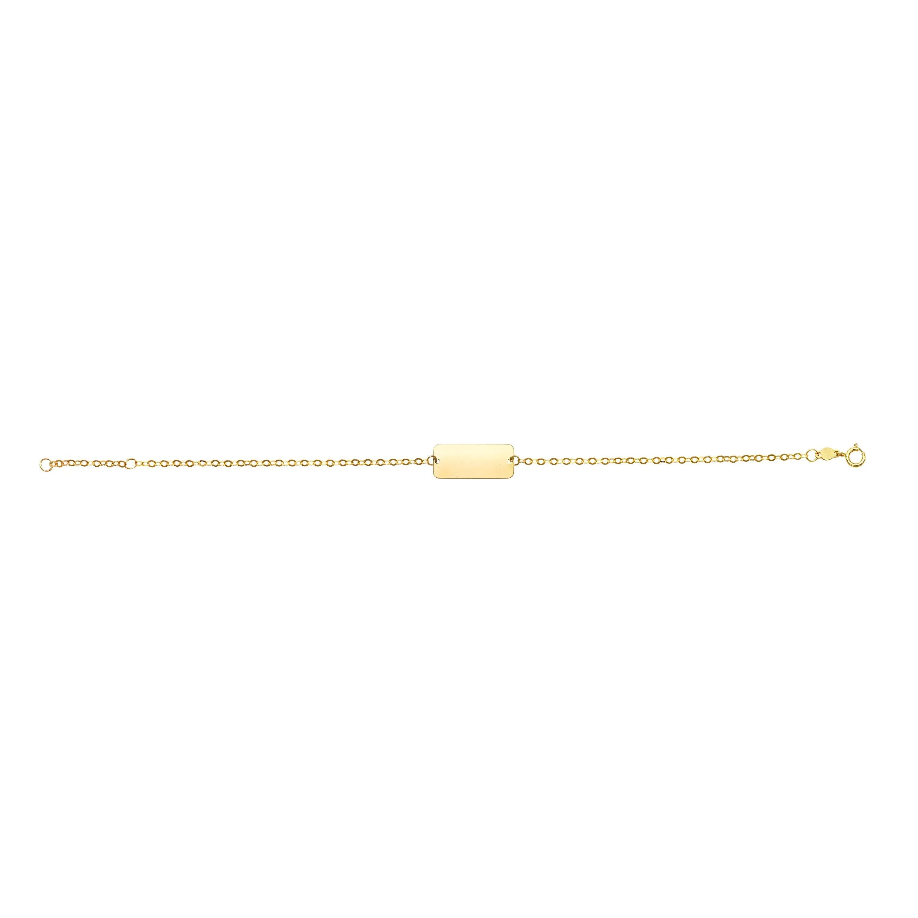 14k Yellow Gold Rectangular ID Bar Fancy Bracelet, 7"