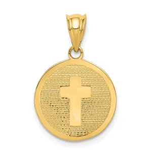 14k Yellow Gold Texture Polished Cross and 1st Holy Communion Pendant