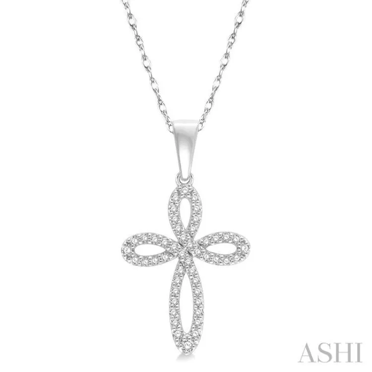 1/5 ctw Infinity Round Cut Diamond Cross Pendant With Chain in 14K White Gold