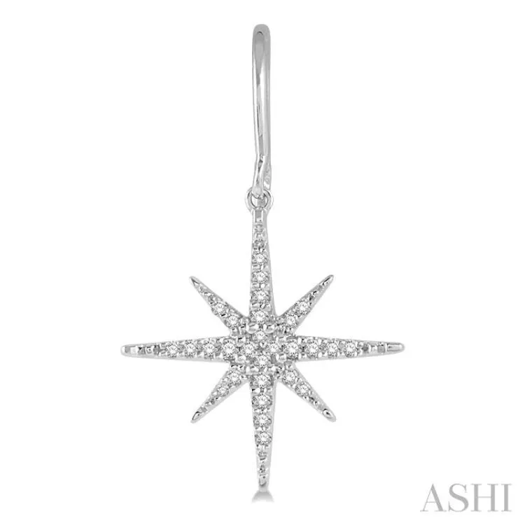 1/5 ctw Round Cut Diamond Star Earring in 10K White Gold