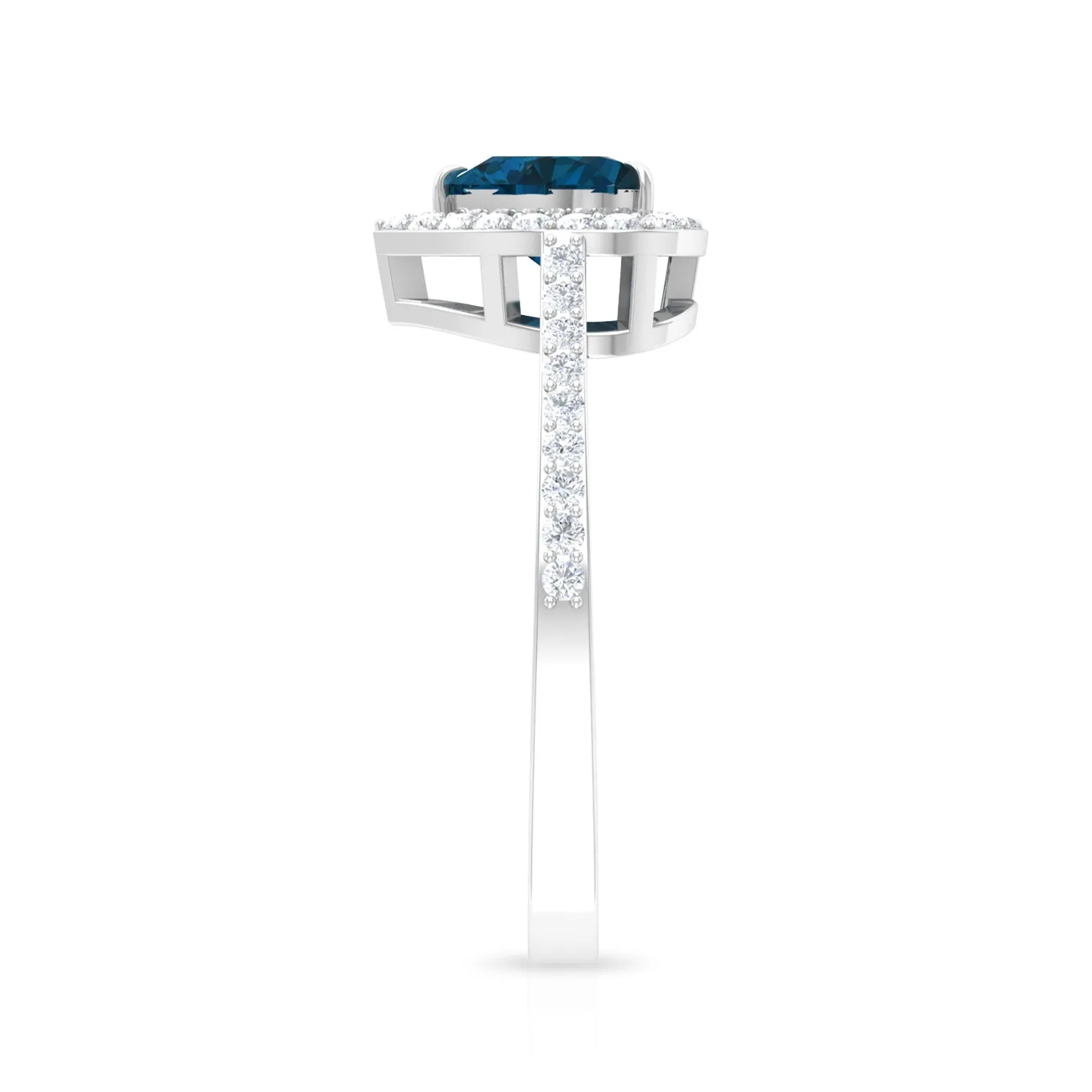 1.50 CT Heart Shape London Blue Topaz Engagement Ring with Diamond Accent