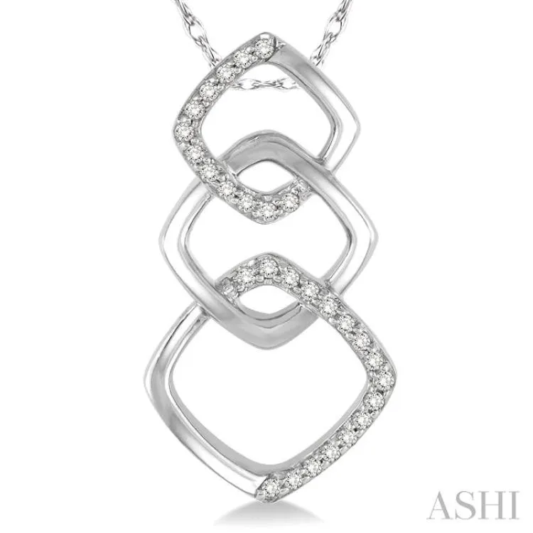 1/6 Ctw Round Cut Diamond Fashion Pendant in 10K White Gold with Chain