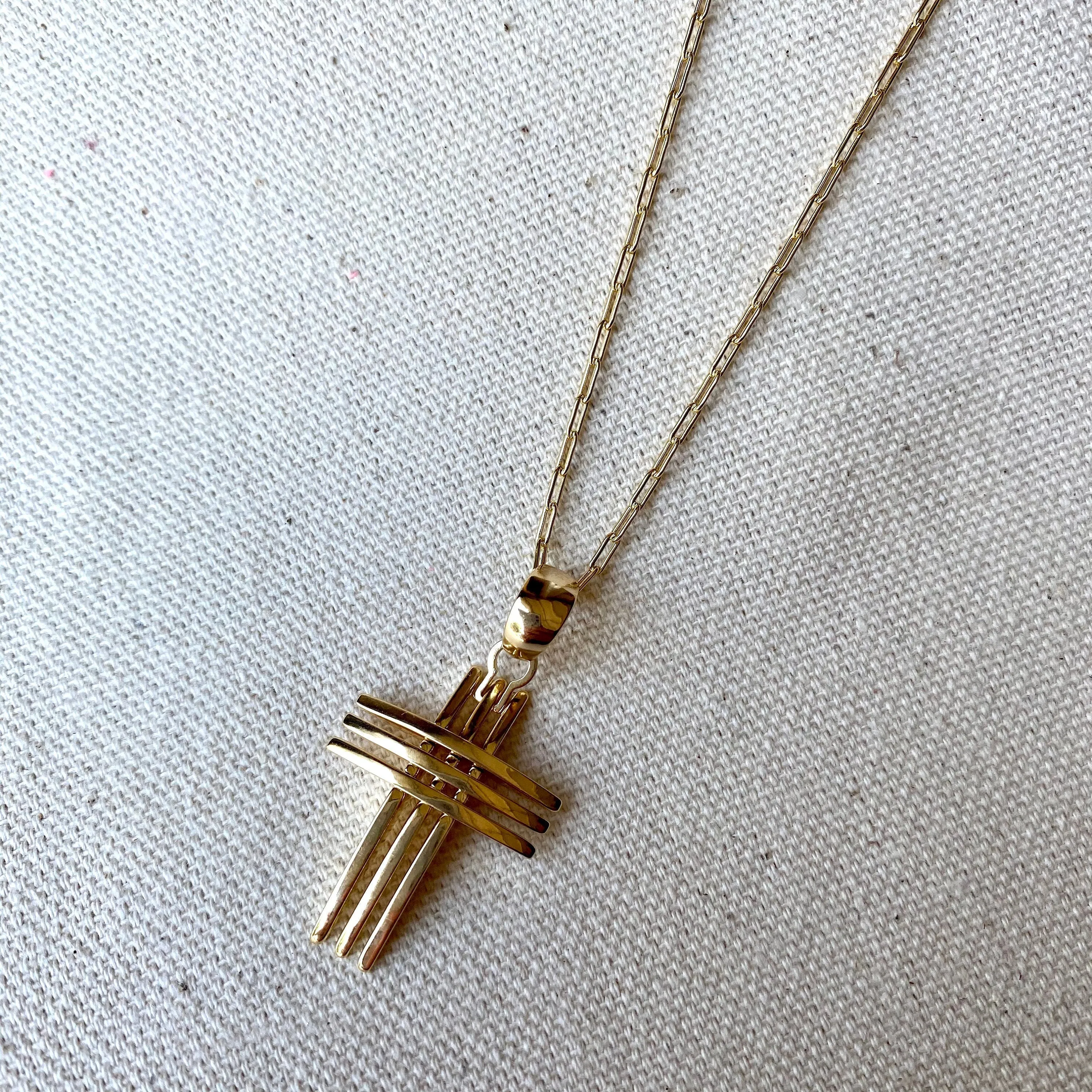 18k Gold Filled Deluxe Unisex Cross Pendant