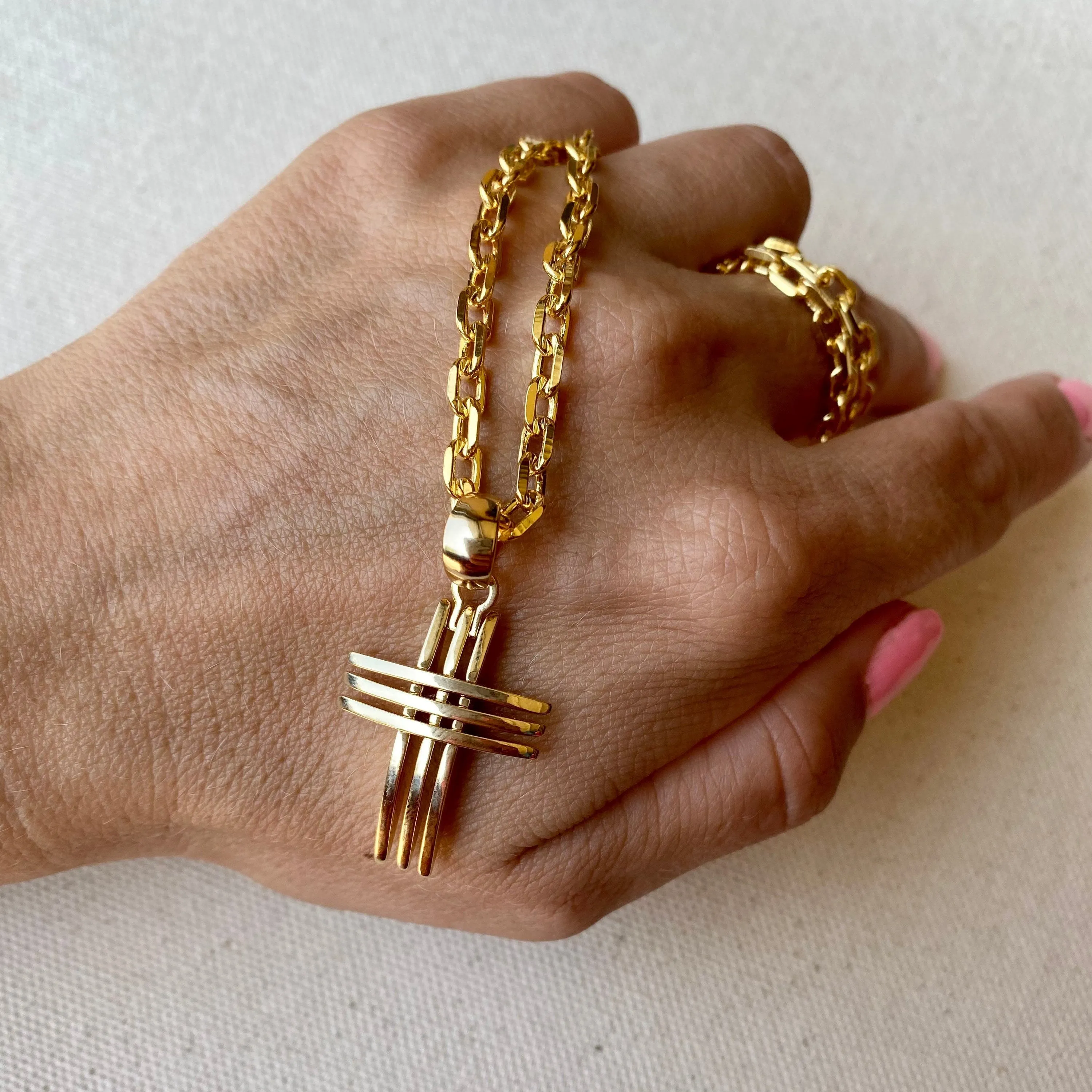 18k Gold Filled Deluxe Unisex Cross Pendant