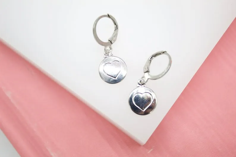 18K Gold Filled Heart Coin Huggies Earrings