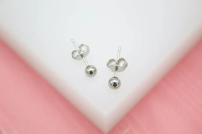 18K Gold Filled Tiny, Small Ball Stud Earrings (L140)(L145)