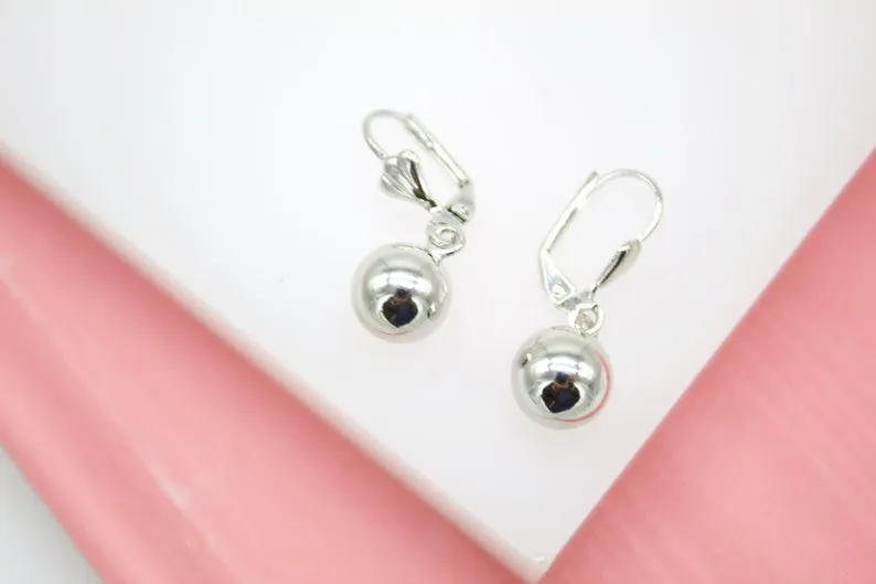 18K Rhodium Filled Pearl Latch Lever Back Earrings (L210)