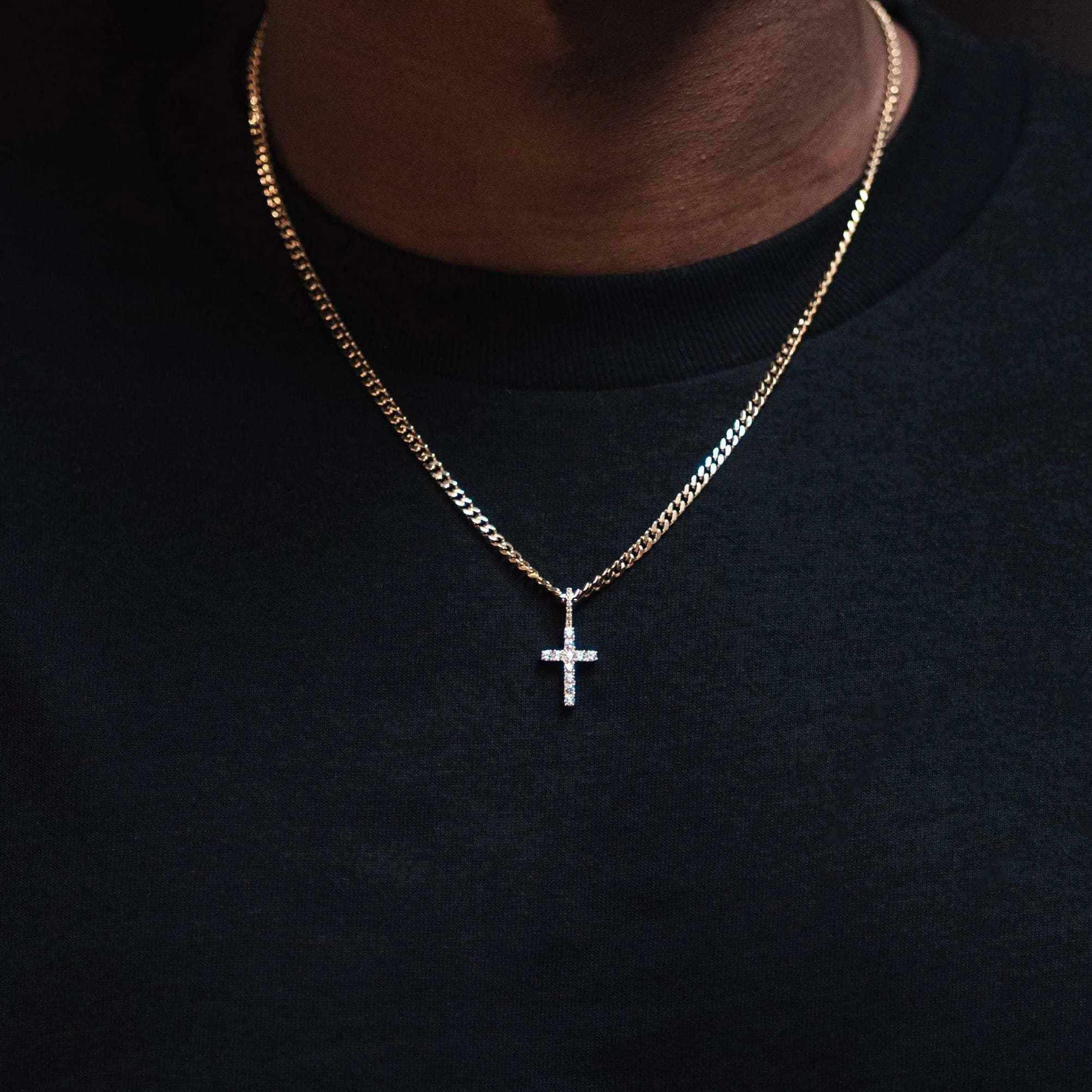 18k Vermeil Micro Diamond Cross