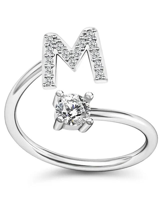 1PC Band Ring For Men's Women's Crystal White Alloy Classic