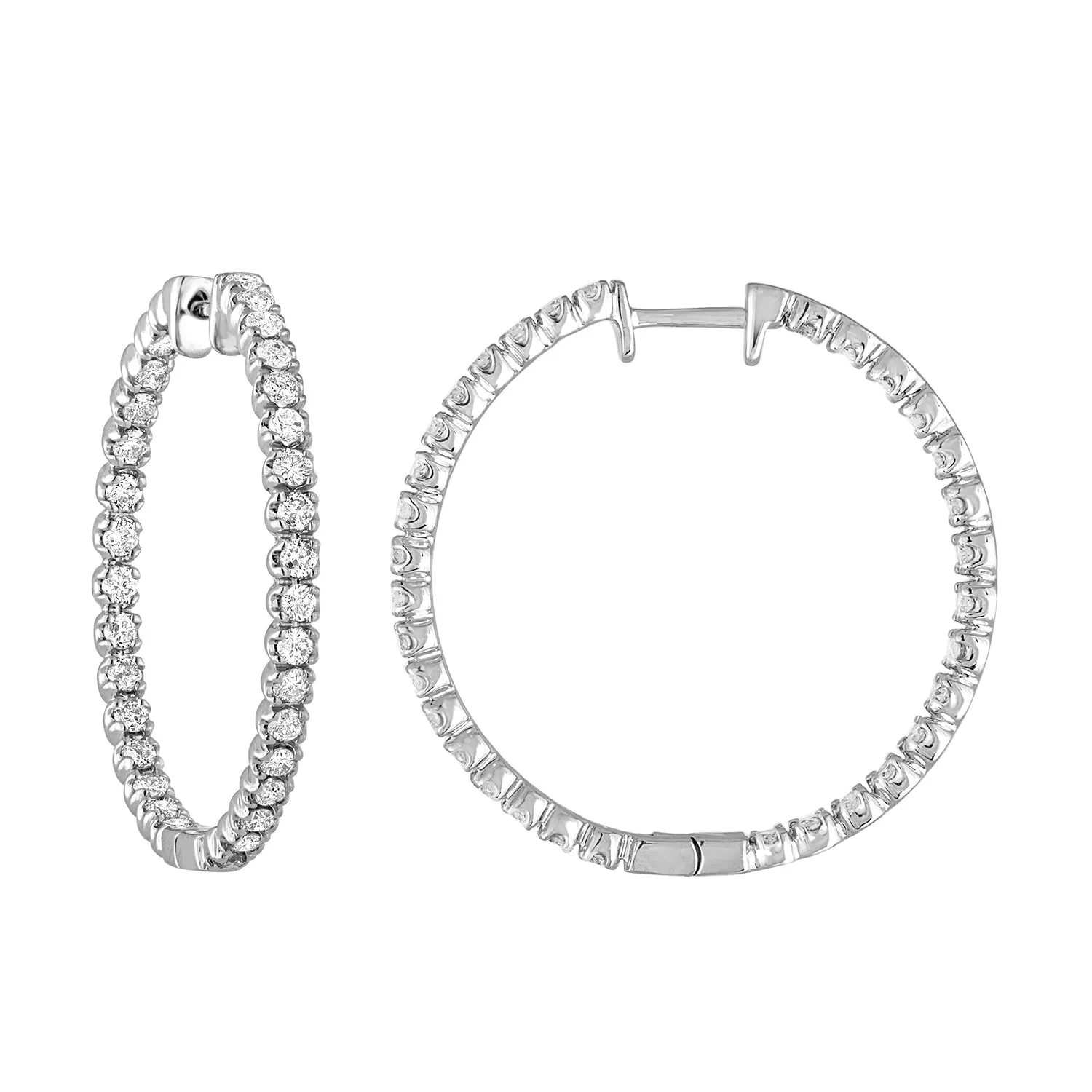 2 cttw Lab Grown Diamond Inside Out Hoop Earrings in 14K Gold