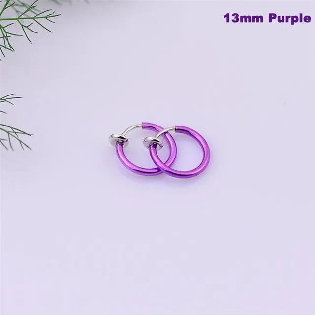 2 Piece Fake Nose Ring Goth Punk Lip Ear Nose Clip On Fake Septum Piercing Nose Ring Hoop Lip Hoop Rings Earrings SWXFR57