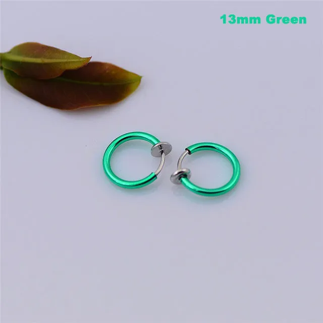 2 Piece Fake Nose Ring Goth Punk Lip Ear Nose Clip On Fake Septum Piercing Nose Ring Hoop Lip Hoop Rings Earrings SWXFR57