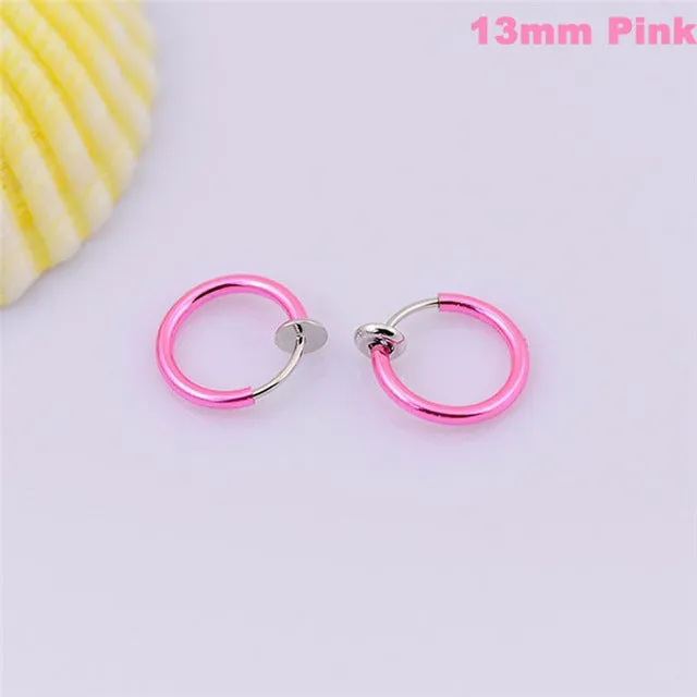 2 Piece Fake Nose Ring Goth Punk Lip Ear Nose Clip On Fake Septum Piercing Nose Ring Hoop Lip Hoop Rings Earrings SWXFR57