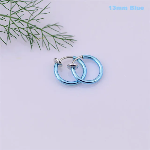 2 Piece Fake Nose Ring Goth Punk Lip Ear Nose Clip On Fake Septum Piercing Nose Ring Hoop Lip Hoop Rings Earrings SWXFR57