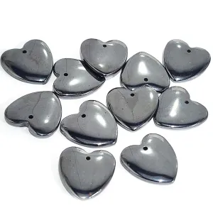 2 PIECES PACK' 20 MM APPROX' ORIGINAL HEMATITE SEMI PRECIOUS HEART CHARMS