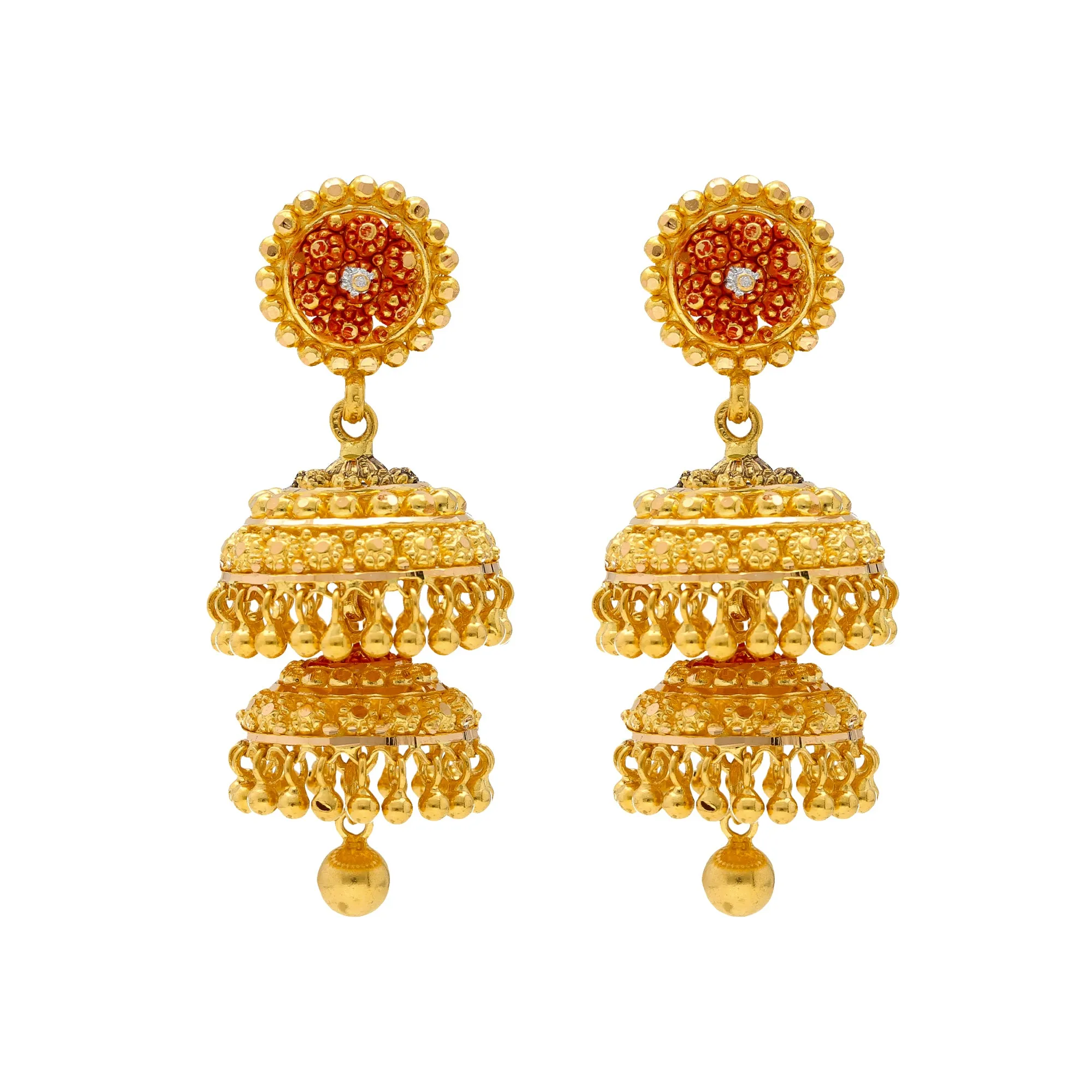 22K Yellow Gold Meenakari Jewelry Set (62.3gm)