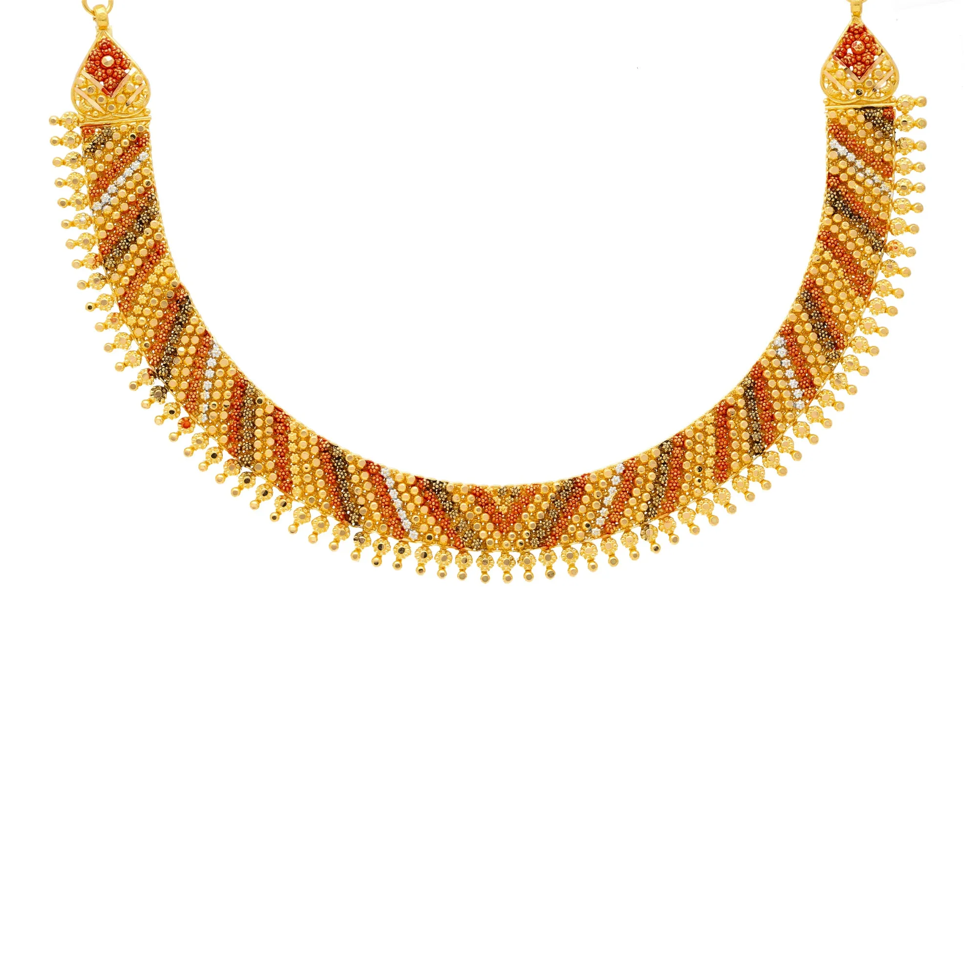 22K Yellow Gold Meenakari Jewelry Set (62.3gm)