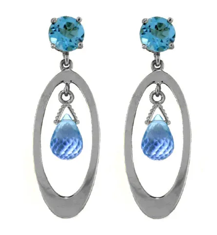 2.4 Carat 14K Solid Yellow Gold Storm Blue Topaz Earrings