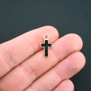 5 Cross Silver Tone Enamel Charms - E057