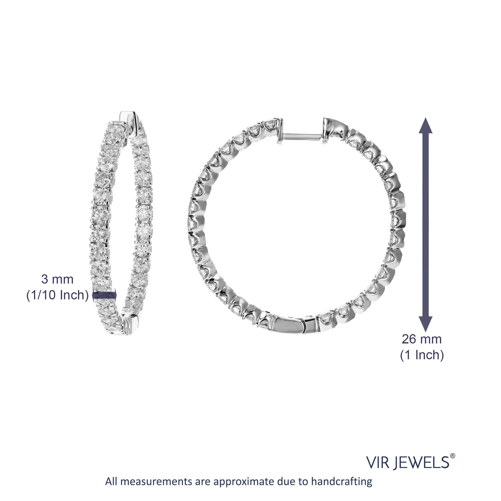 5 cttw Lab Grown Diamond Inside Out Hoop Earrings in 14K Gold