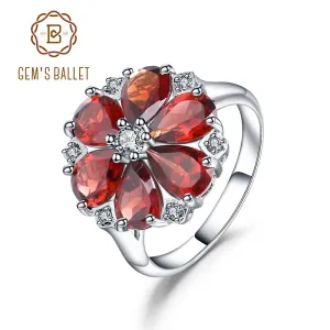 5.05Ct Sterling Silver Natural Red Garnet Gemstone Cocktail Ring