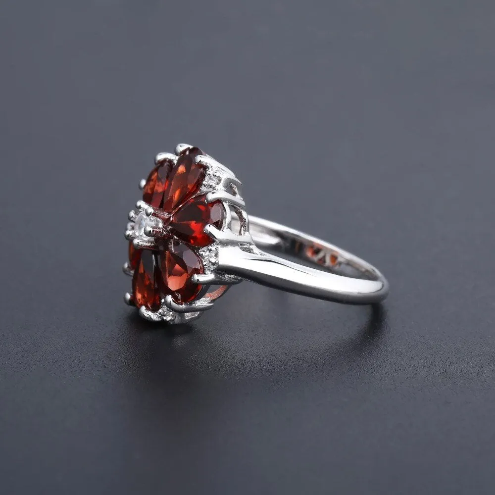 5.05Ct Sterling Silver Natural Red Garnet Gemstone Cocktail Ring