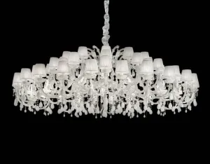 60 Light Chandelier With White Organza Shades