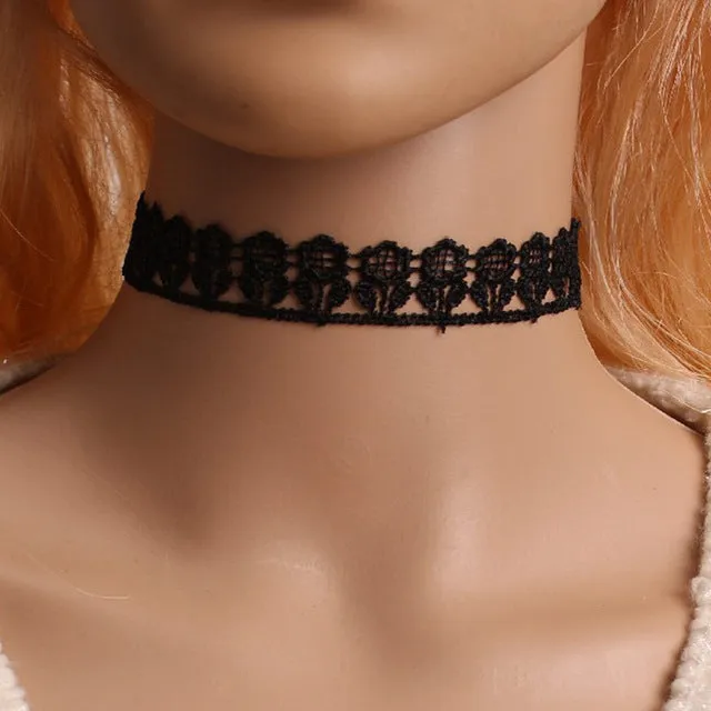 90's Inspired Gothic Lolita Punk Choker Necklace Black Velvet Suede Steampunk Torques Jewelry Statement Colar Christmas Gift